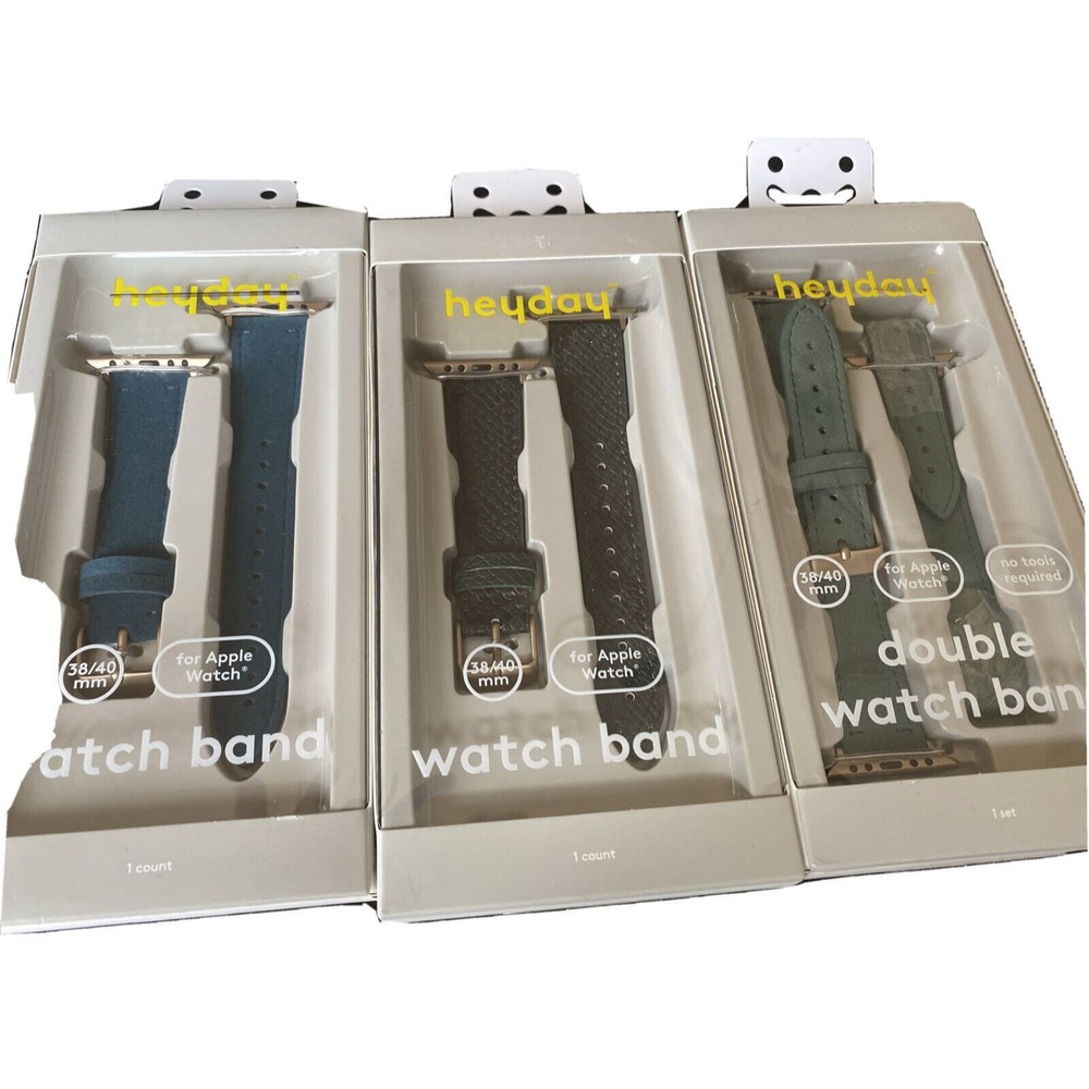 New 3 apple watch wrist bands suede snakeskin $90 Heyday Teal Green 38/40